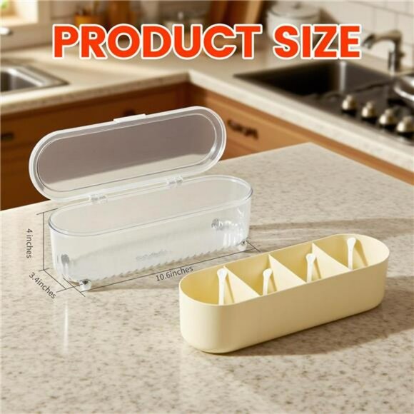Clear spice organizer box with 4 compartments lids and spoons kitchen storage se - Picture 2 of 8